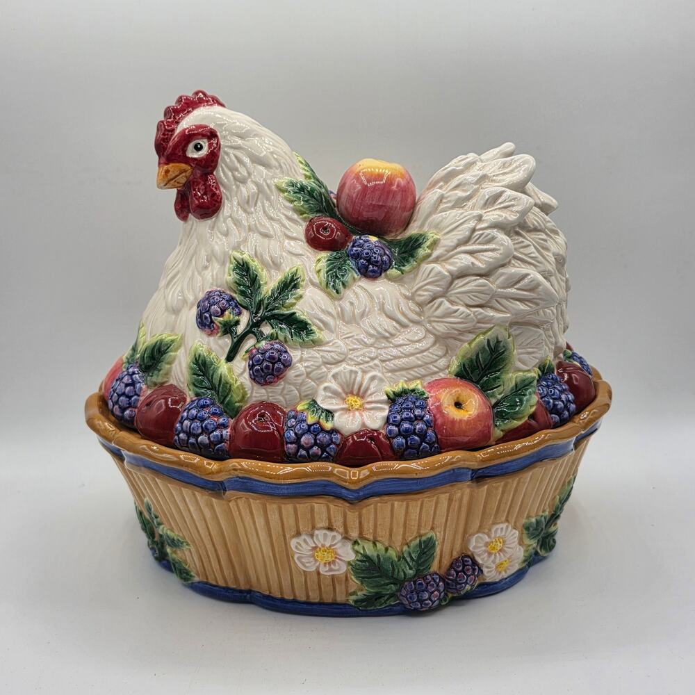 Fitz and Floyd Country Gourmet Hen Chicken Cookie Jar VTG AS IS / READ